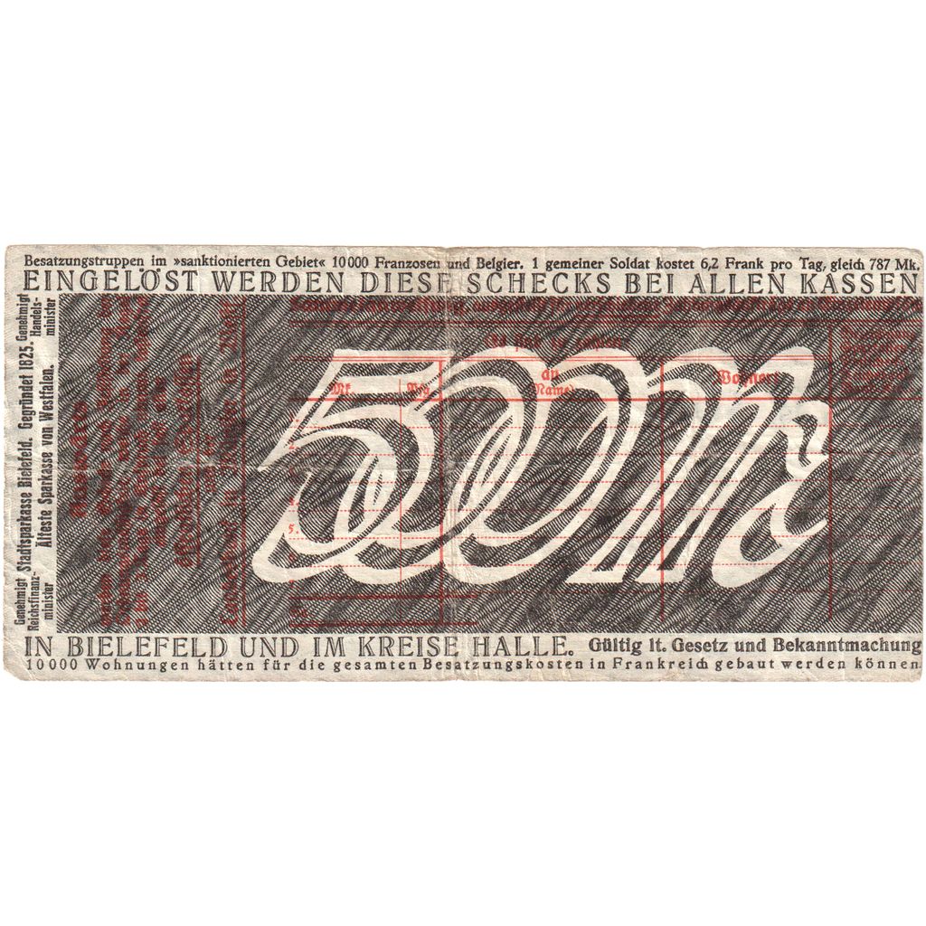 Niemcy, 500 Mark, VF(20-25)