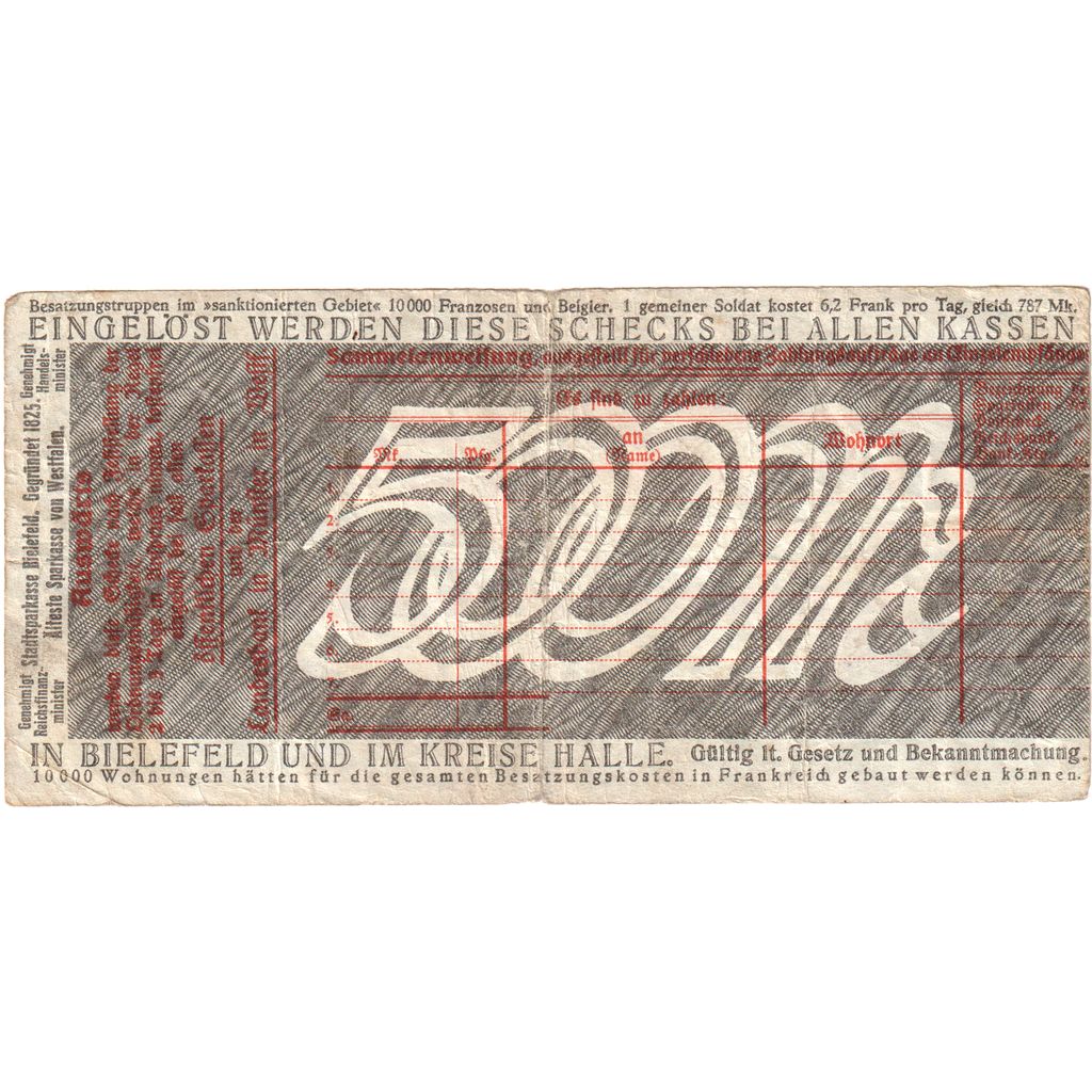 Niemcy, Bielefeld, 500 Mark, VF(20-25)