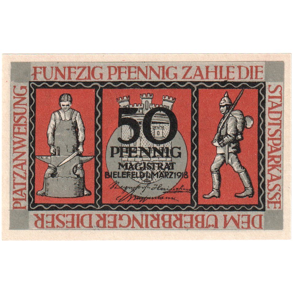 Niemcy, Bielefeld, 50 Pfennig, 1918-03-01, UNC(63)