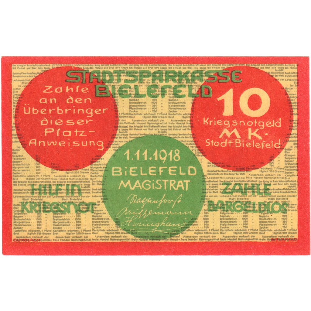 Duitsland, Bielefeld, 10 Mark, 1918-11-01, SPL