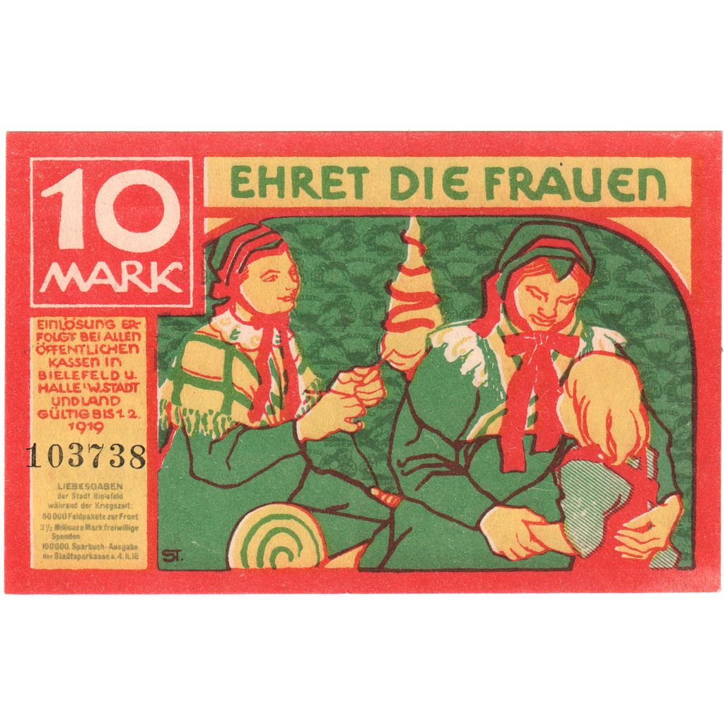 Duitsland, Bielefeld, 10 Mark, 1918-11-01, SPL