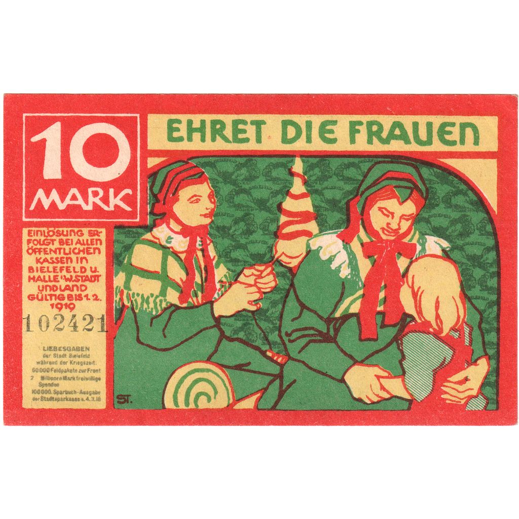 Deutschland, Bielefeld, 10 Mark, 1918-11-01, VZ+