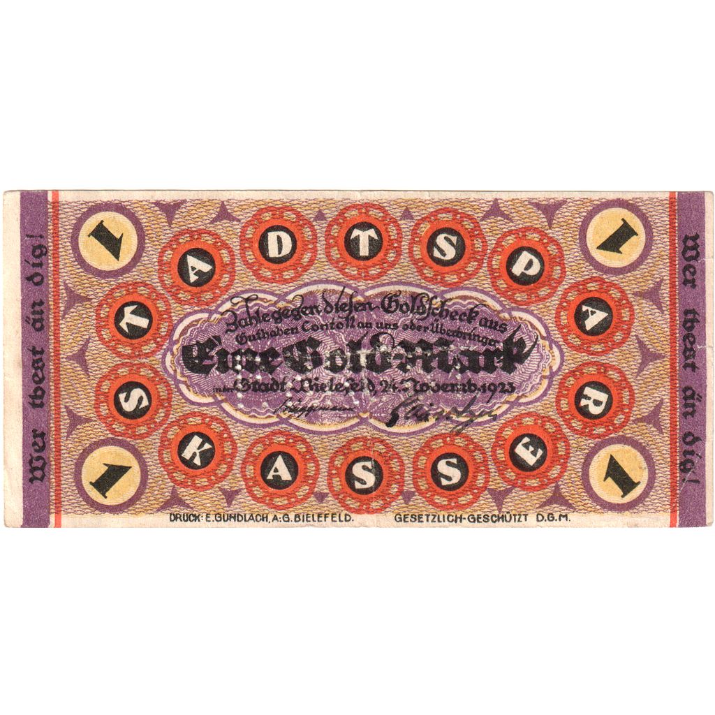 Alemania, Bielefeld, 1 Gold Mark, 1923-11-24, BC