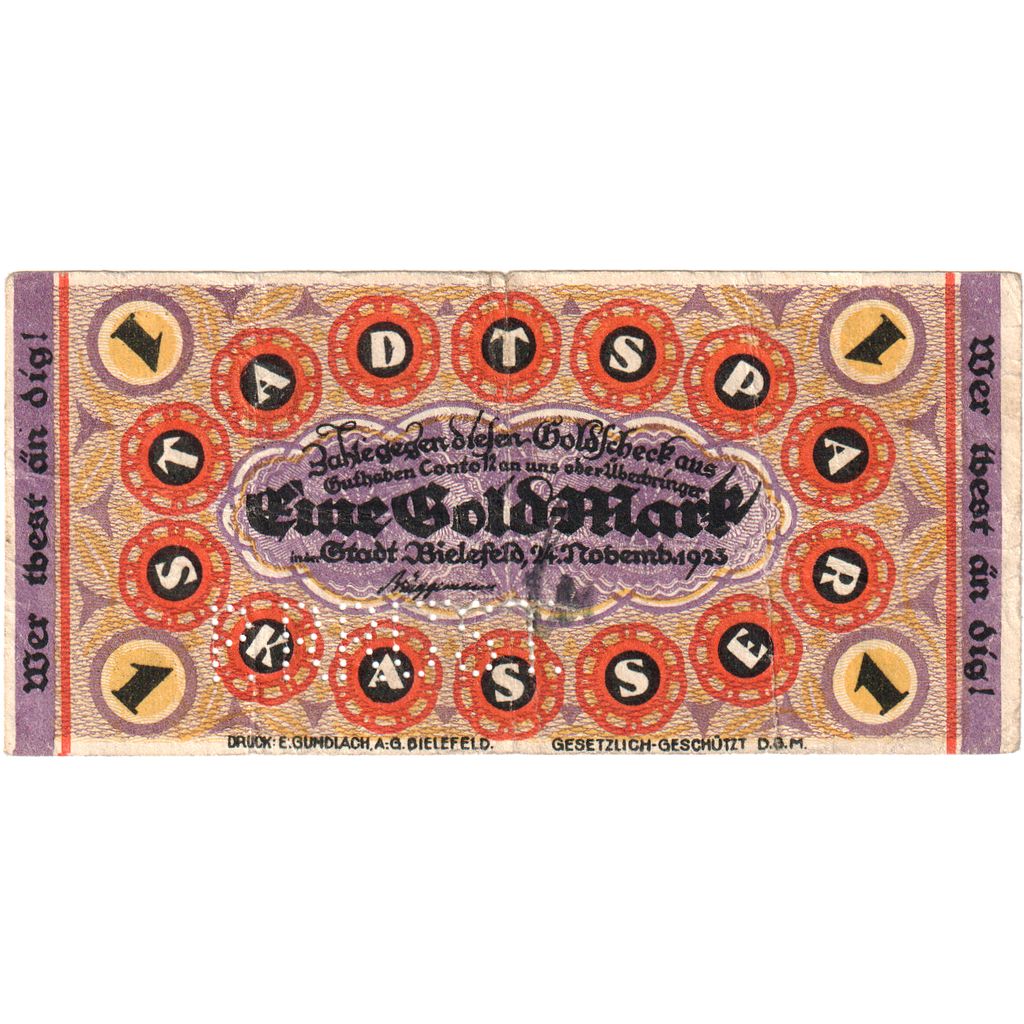 Deutschland, Bielefeld, 1 Gold Mark, 1923-11-24, S