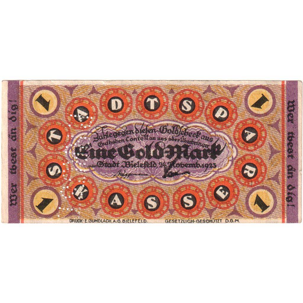 Deutschland, Bielefeld, 1 Gold Mark, 1923-11-24, SS+