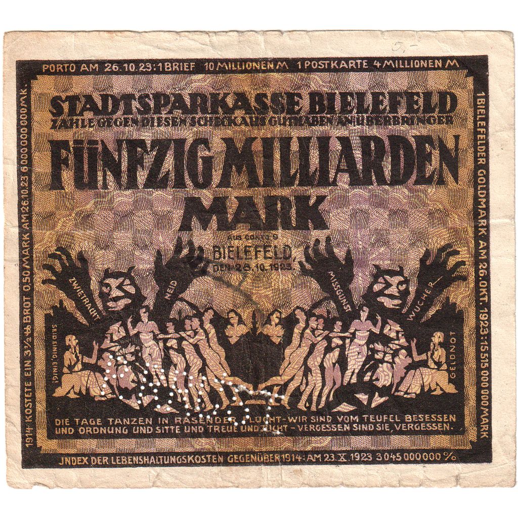 Germany, Bielefeld, 50 Milliarden Mark, 1923-02-15, VF(20-25)