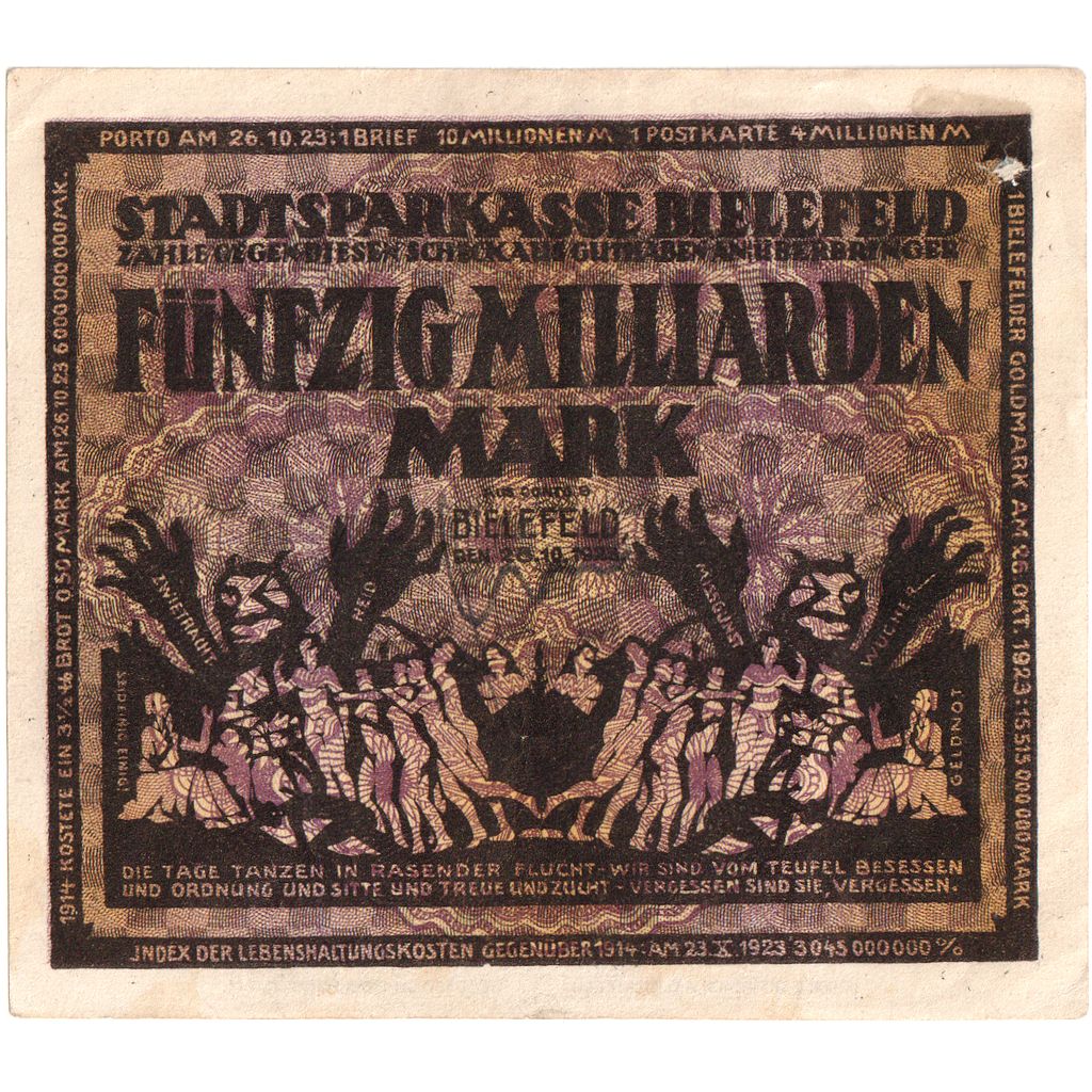 Germany, Bielefeld, 50 Milliarden Mark, 1923-02-15, AU(50-53)