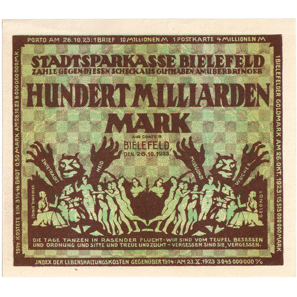 Allemagne, Bielefeld, 100 Milliarden Mark, 1923-02-15, SPL