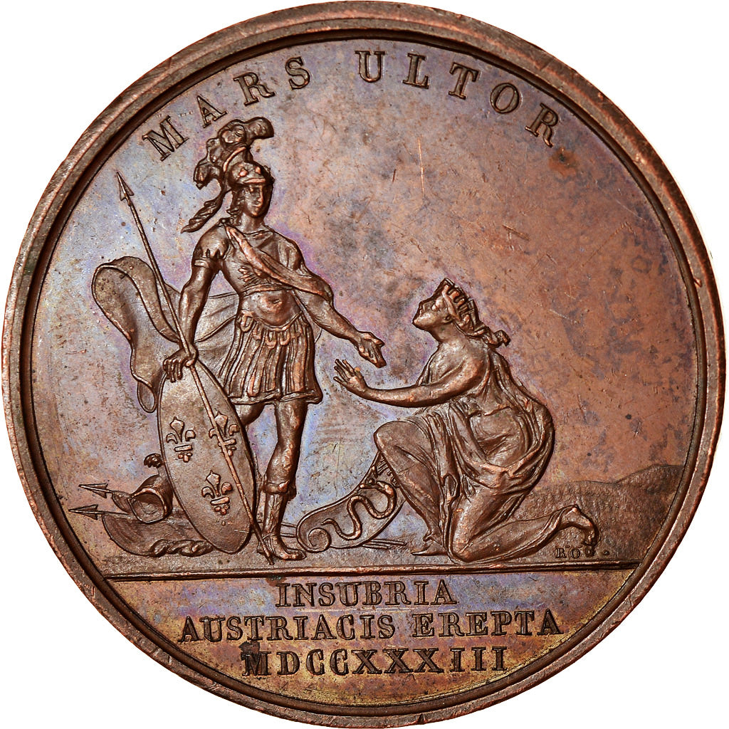 Frankrijk, Medaille, Louis XV, La Conquête du Milanais, History, 1733