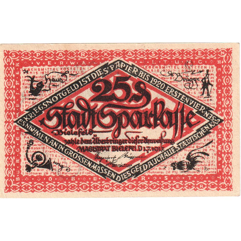 Alemanha, Bielefeld, 25 Pfennig, 1917-07-01, UNC(63)