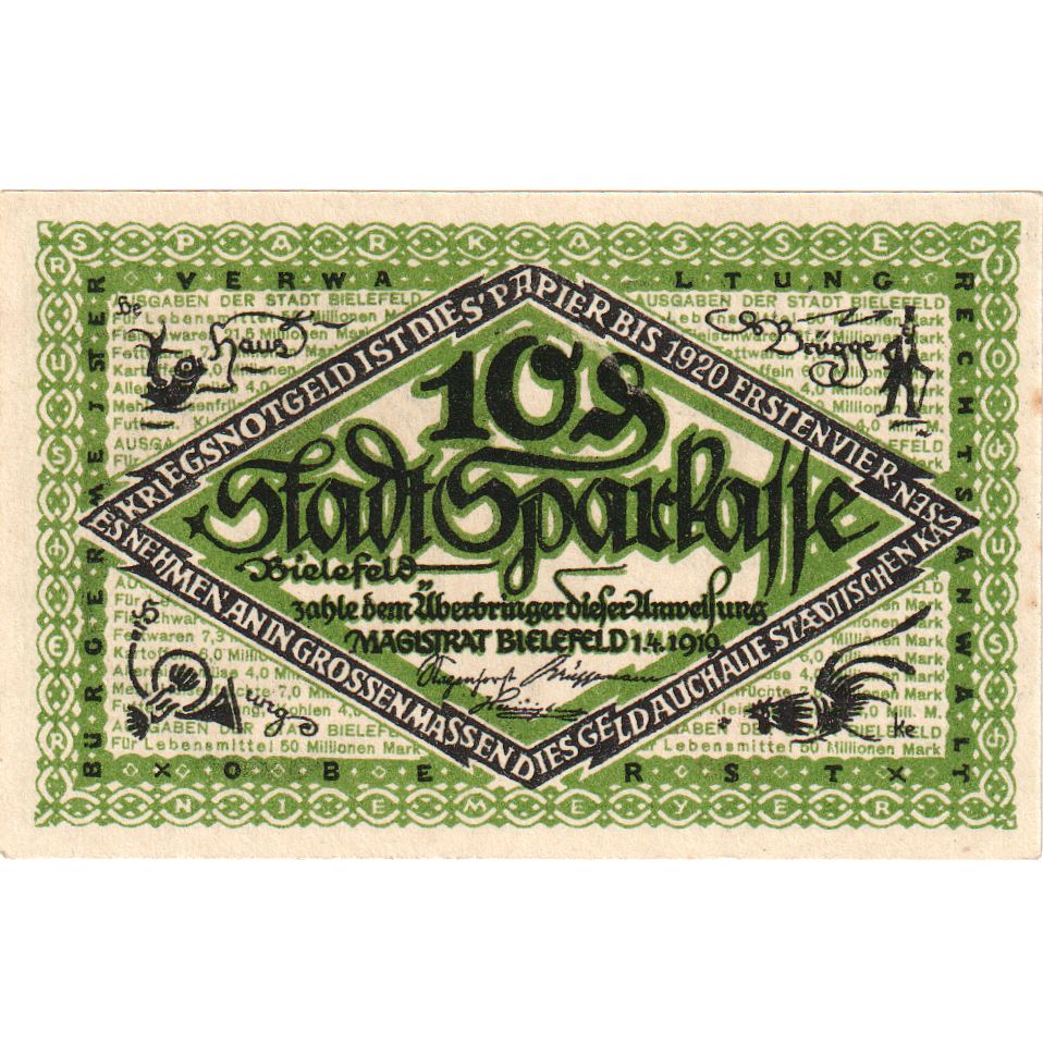 Alemanha, Bielefeld, 10 Pfennig, 1919-04-01, UNC(63)