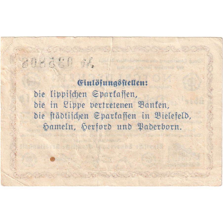 Germany, Detmold, 1 PFENNIG GOLD, 1923-11-06, VF(30-35)