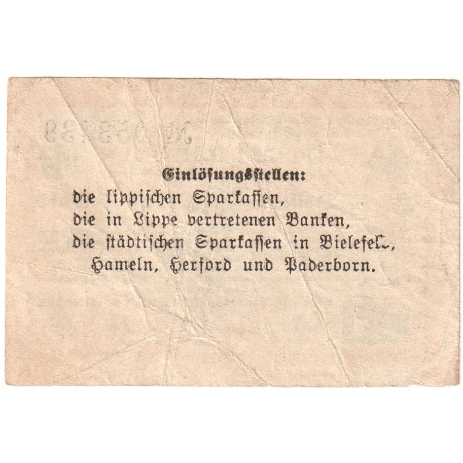 Germany, Detmold, 50 PFENNIG GOLD, 1923-11-03, VF(20-25)