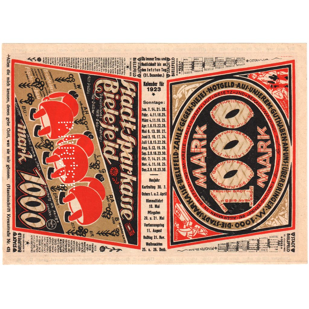 Alemania, Bielefeld, 1000 Mark, 1922-11-21, SC