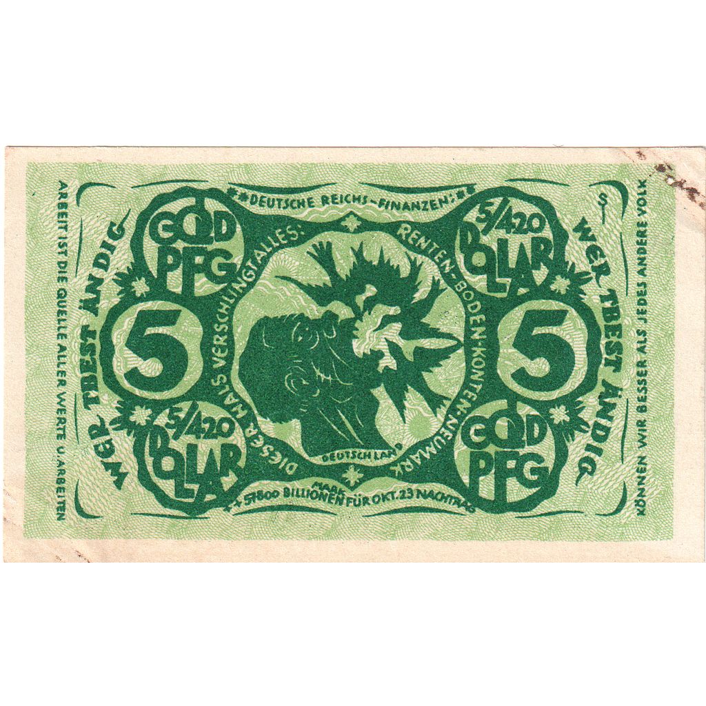 Germany, Bielefeld, 5 Goldpfennig, 1923-11-08, AU(55-58), Grabowski:93