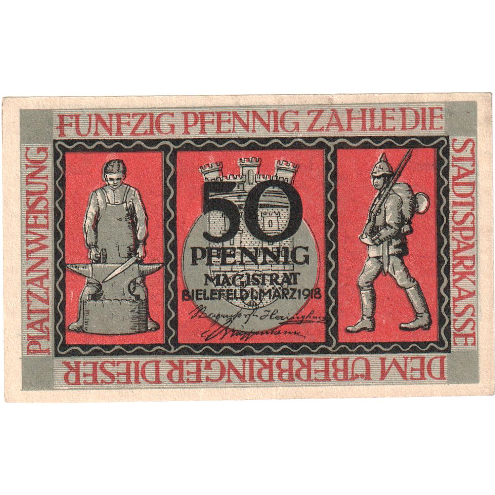 Duitsland, Bielefeld, 50 Pfennig, 1918-03-01, SPL, Grabowski:B44.5