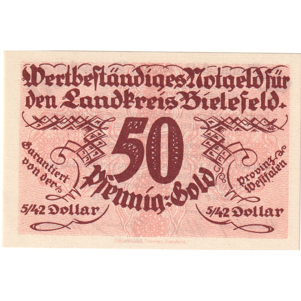 Deutschland, Bielefeld, 50 PFENNIG-GOLD, 1923-11-28, UNZ-