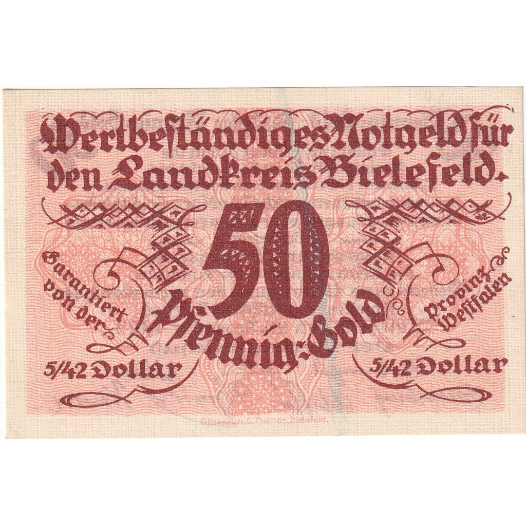 Germany, Bielefeld, 50 PFENNIG-GOLD, 1923-11-28, AU(55-58)