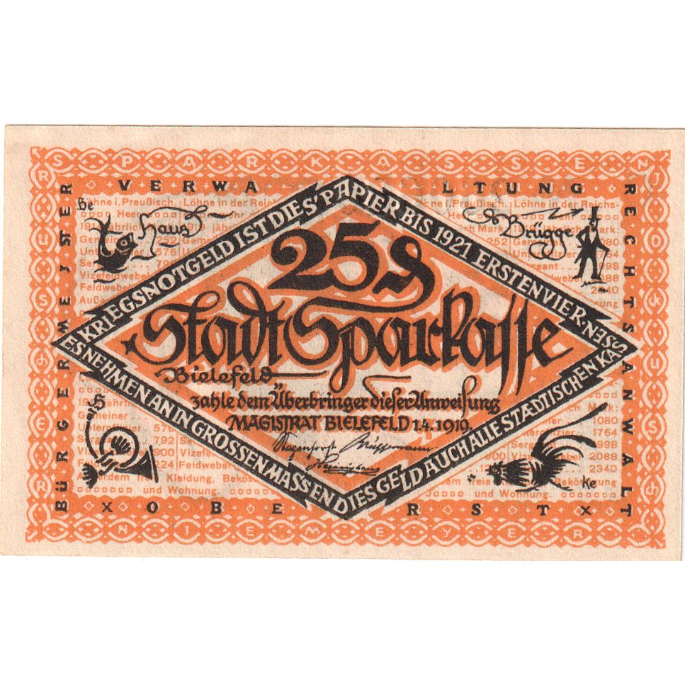 Germany, Bielefeld, 25 Pfennig, 1919-04-01, UNC(63), Grabowski:B44.9b