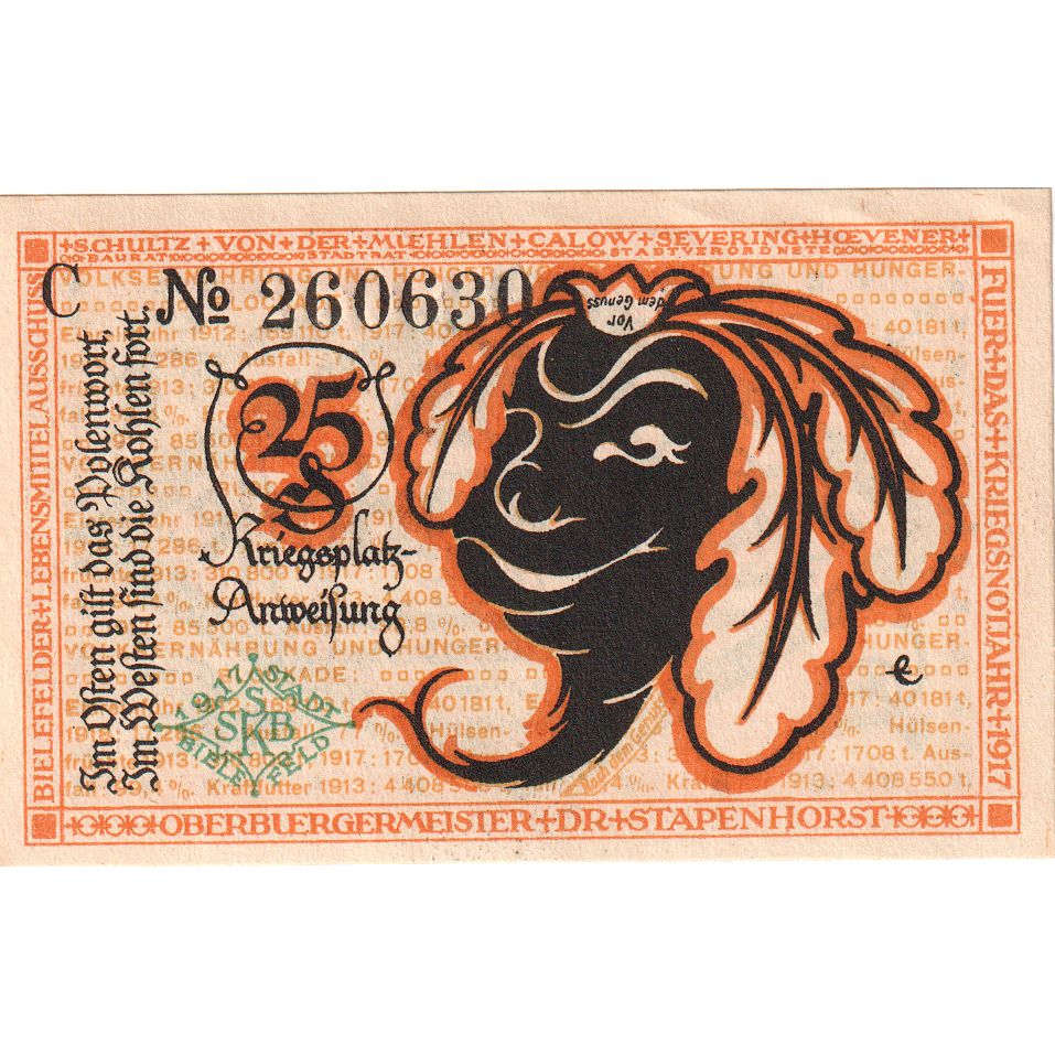 Germany, Bielefeld, 25 Pfennig, 1919-04-01, UNC(63), Grabowski:B44.9b