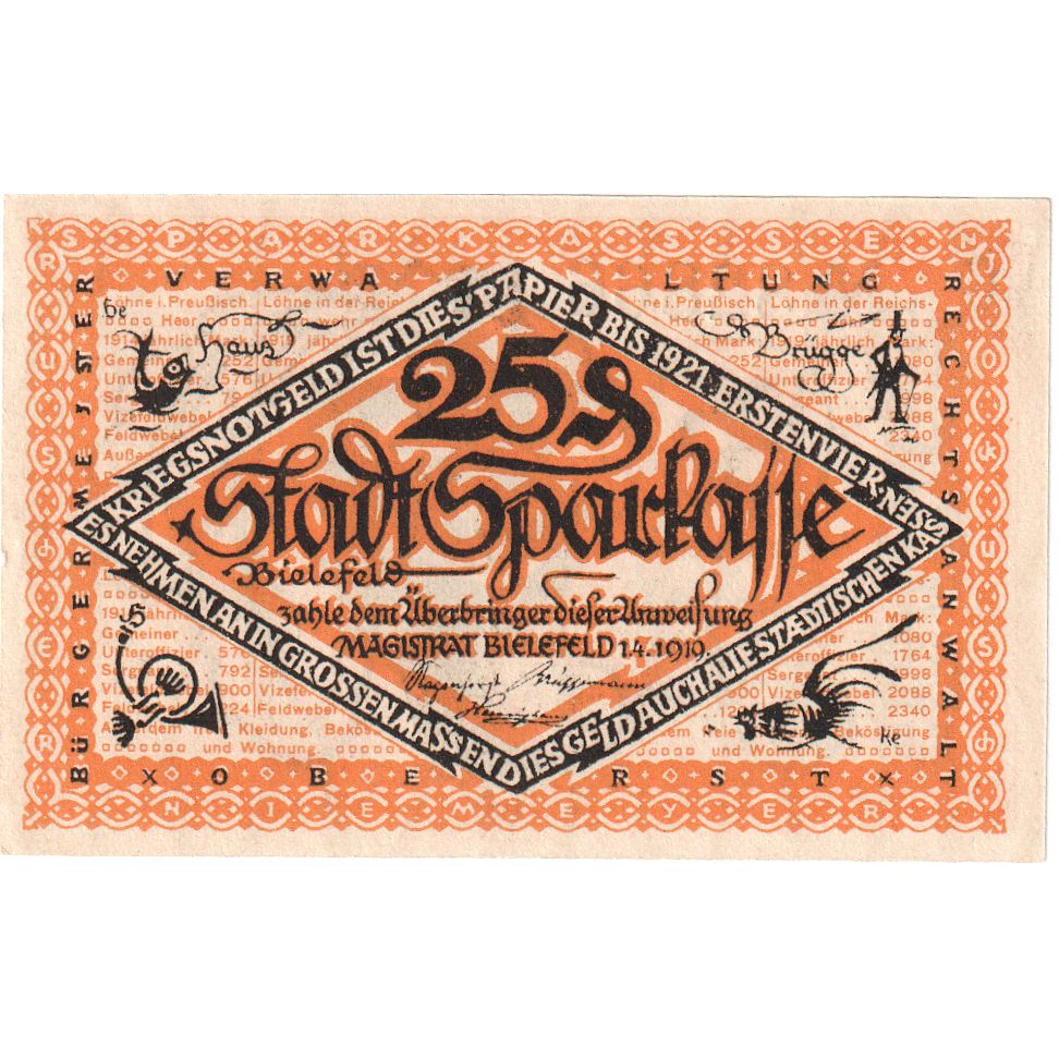 Germany, Bielefeld, 25 Pfennig, 1919-04-01, UNC(63)