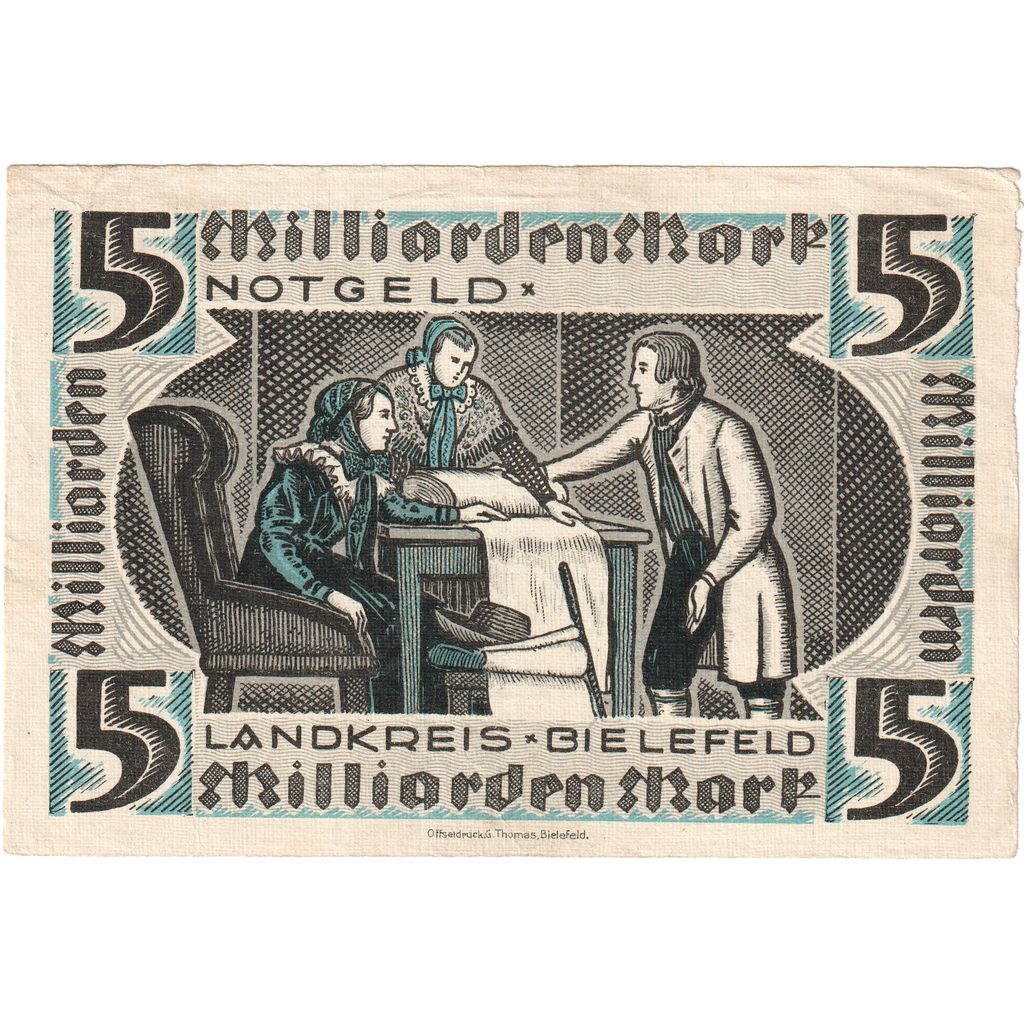 Allemagne, Bielefeld, 5 Milliarden Mark, undated (1923), TTB