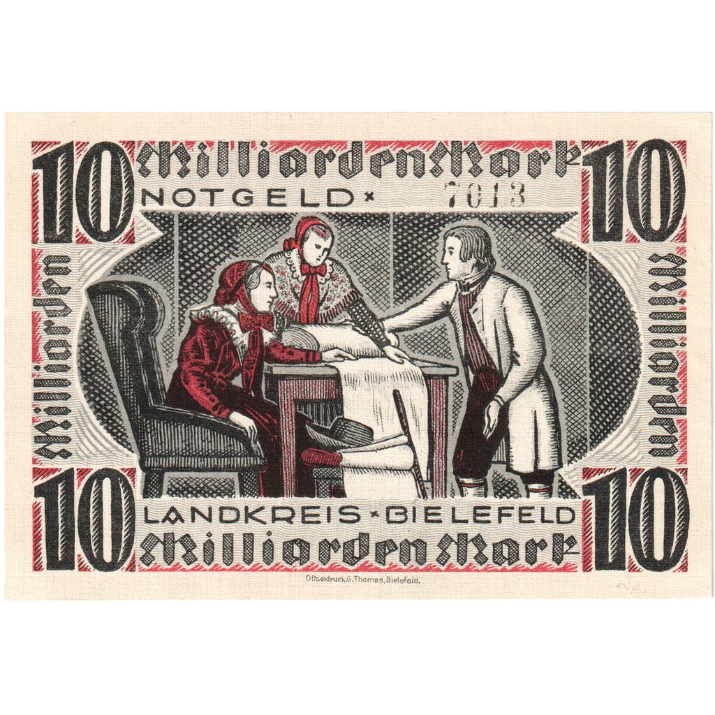 Niemcy, Bielefeld, 10 Milliarden Mark, undated (1923), UNC(63)