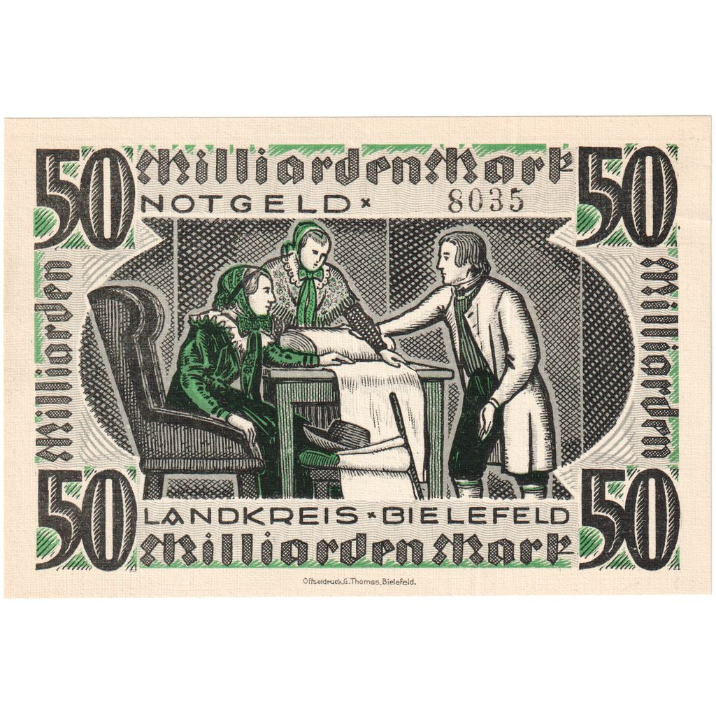 Germany, Bielefeld, 50 Milliarden Mark, undated (1923), UNC(63)
