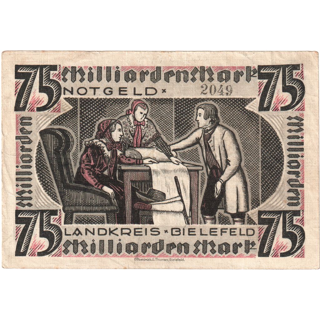 Germany, Bielefeld, 75 Milliarden Mark, 1923-10-25, EF(40-45)