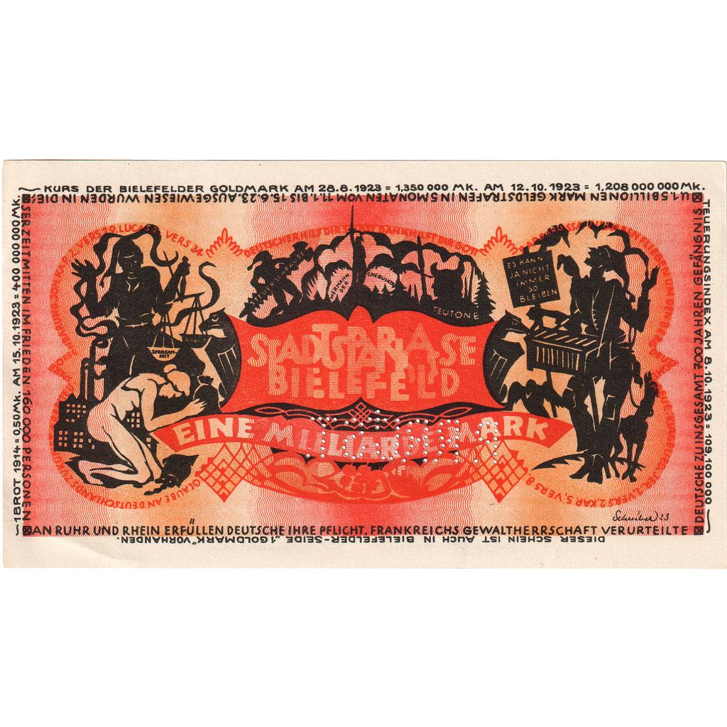 Alemanha, Bielefeld, 1 Milliarde Mark, 1923-02-01, UNC(63)