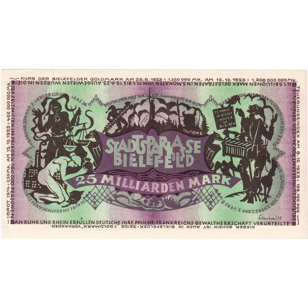 Germany, Bielefeld, 25 Milliarden Mark, 1923-02-01, AU(55-58)