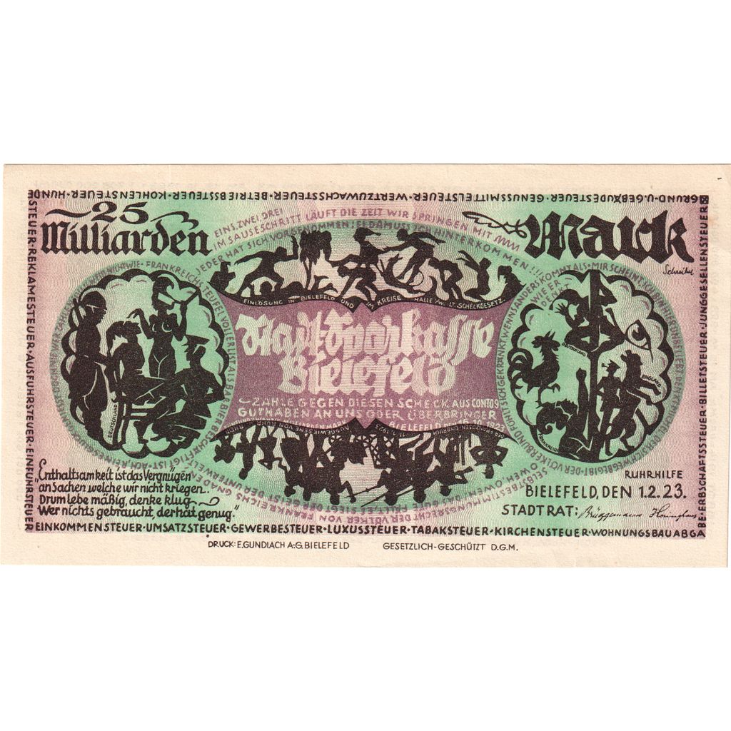 Duitsland, Bielefeld, 25 Milliarden Mark, 1923-02-01, SUP+
