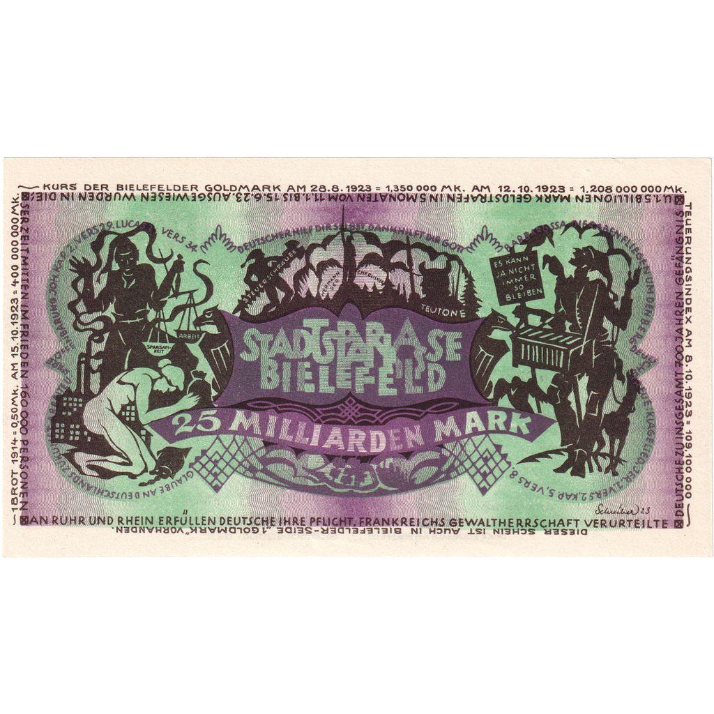 Alemania, Bielefeld, 25 Milliarden Mark, 1923-02-01, SC