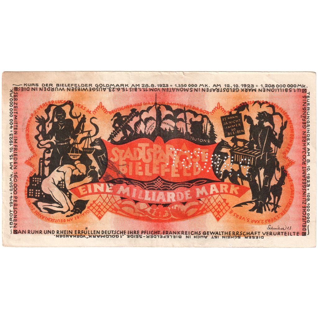 Germany, Bielefeld, 1 Milliarde Mark, 1923-02-01, EF(40-45)
