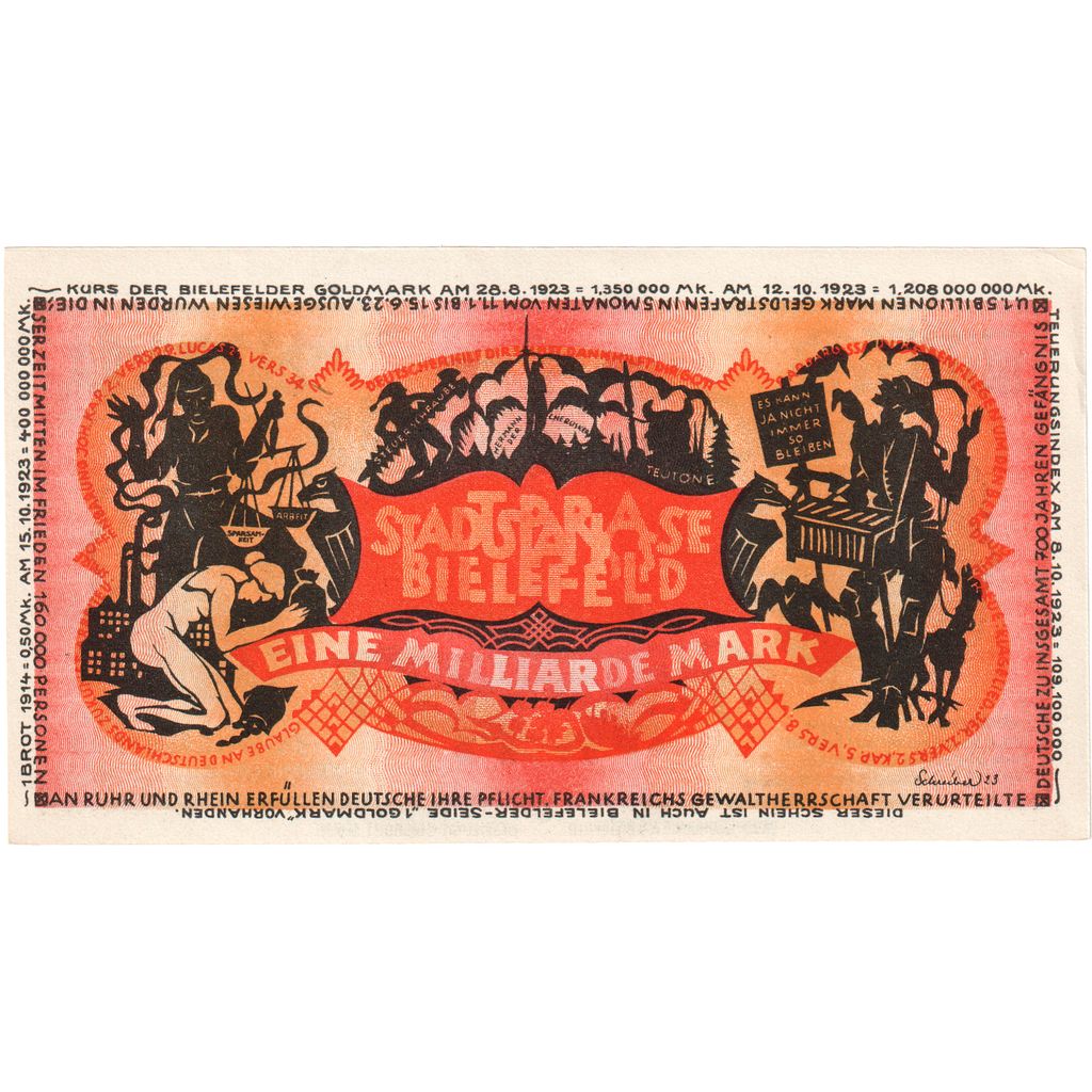 Allemagne, Bielefeld, 1 Milliarde Mark, 1923-02-01, SPL