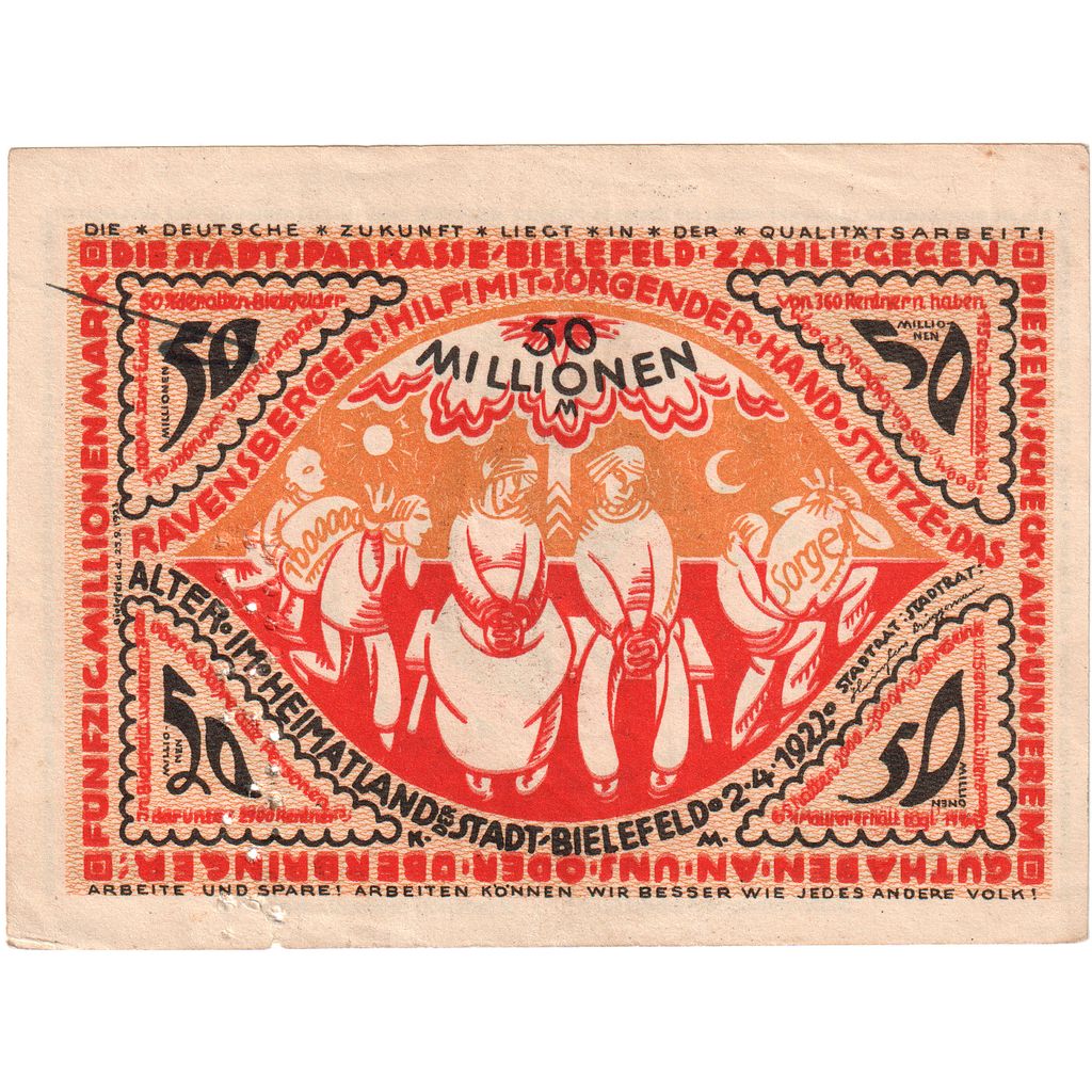 Niemcy, Bielefeld, 50 Millionen Mark, 1922-04-02, EF(40-45), Grabowski:83
