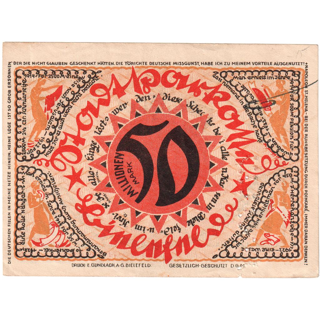 Niemcy, Bielefeld, 50 Millionen Mark, 1922-04-02, EF(40-45), Grabowski:83