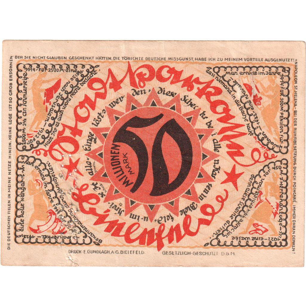 Germany, Bielefeld, 50 Millionen Mark, 1922-04-02, EF(40-45), Grabowski:83