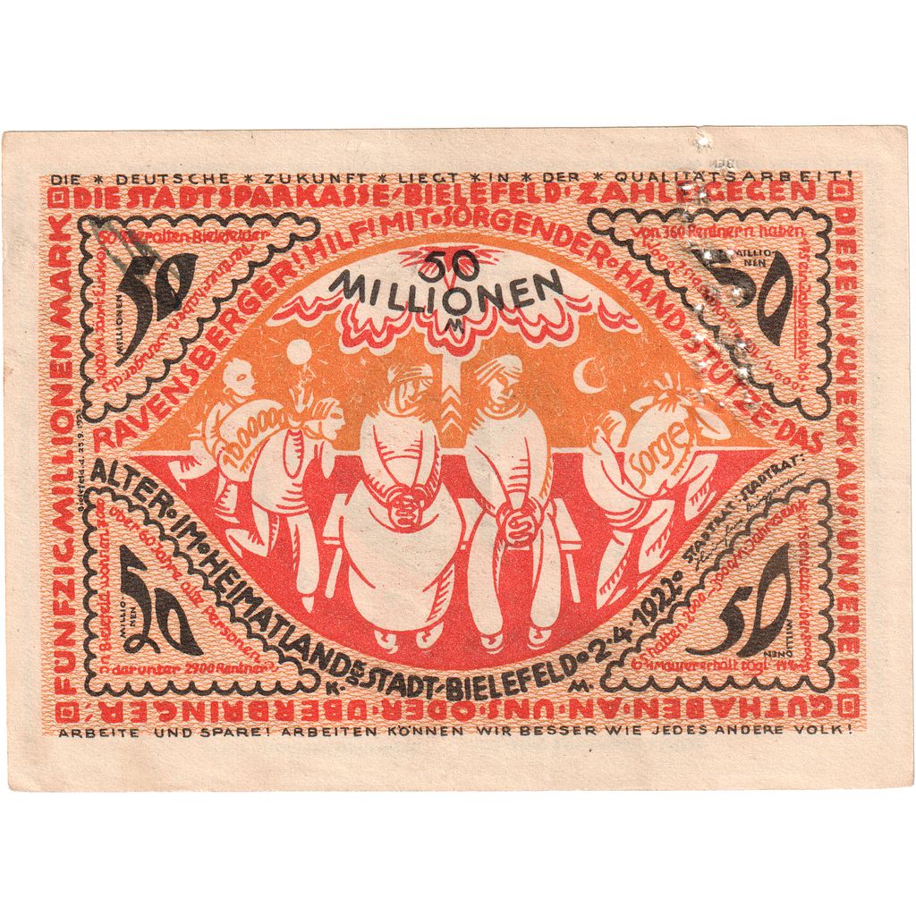 Germany, Bielefeld, 50 Millionen Mark, 1922-04-02, AU(50-53), Grabowski:83