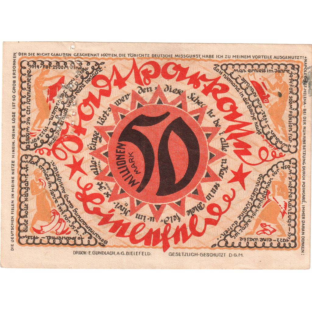 Germany, Bielefeld, 50 Millionen Mark, 1922-04-02, AU(50-53), Grabowski:83