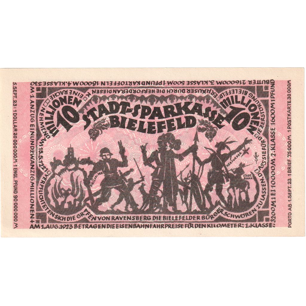 Germany, Bielefeld, 10 Millionen Mark, 1923-08-01, UNC(63)
