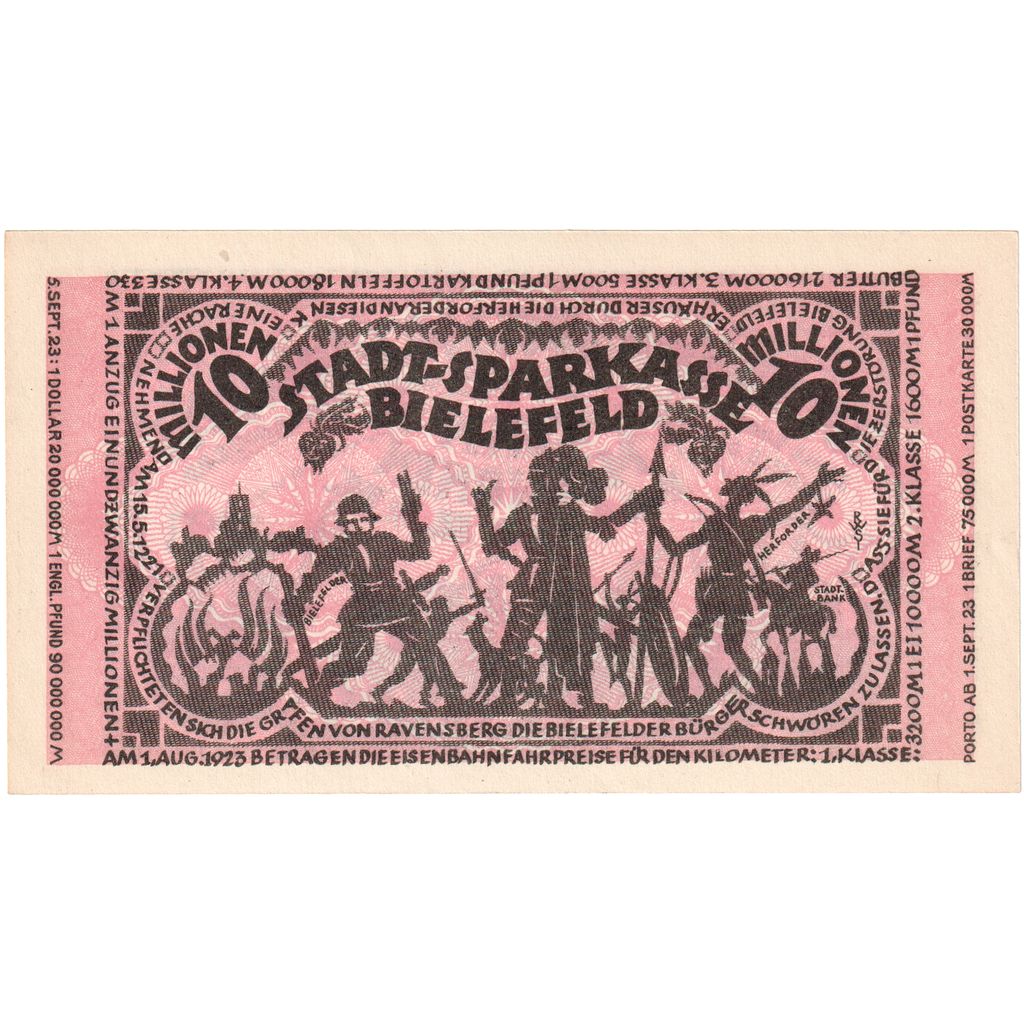 Germany, Bielefeld, 10 Millionen Mark, 1923-08-01, UNC(63)
