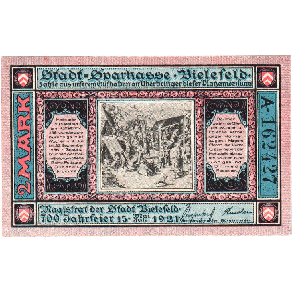Alemania, Bielefeld, 2 Mark, 1921-05-15, SC