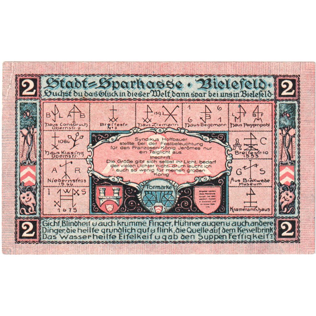 Alemania, Bielefeld, 2 Mark, 1921-05-15, SC