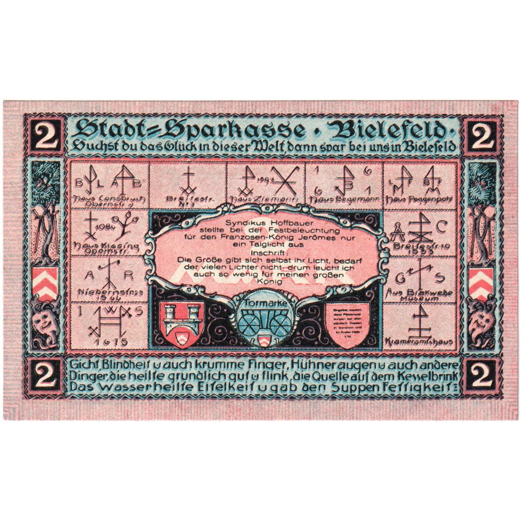 Alemania, Bielefeld, 2 Mark, 1921-05-15, SC