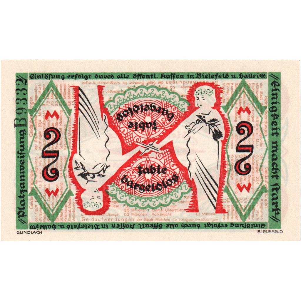 Alemanha, Bielefeld, 2 Mark, 1918-12-01, UNC(63)