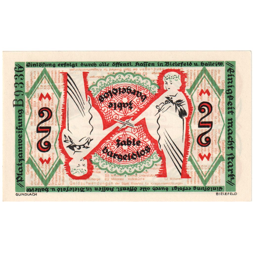 Niemcy, Bielefeld, 2 Mark, 1918-12-01, UNC(63)