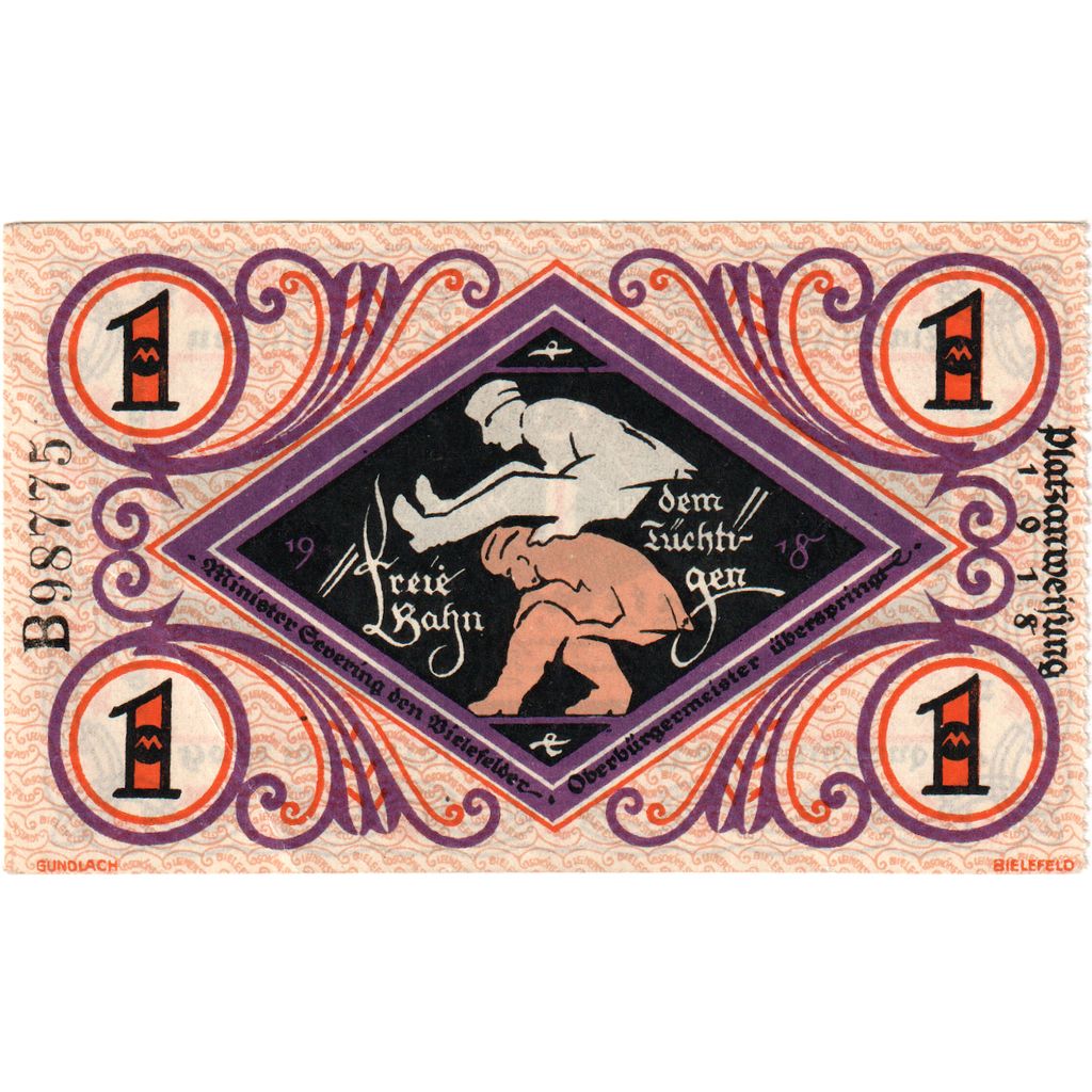 Alemanha, Bielefeld, 1 Mark, 1918-12-01, AU(50-53)