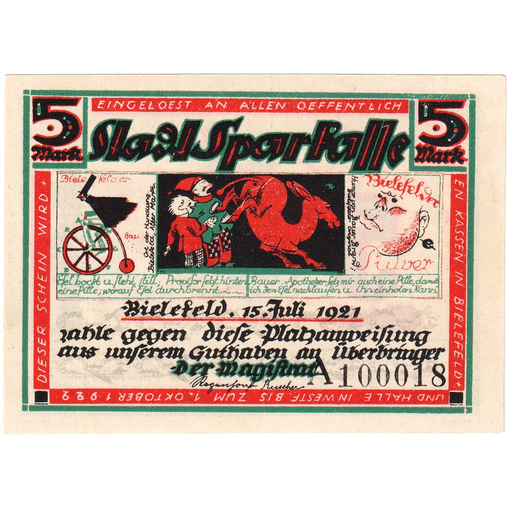 Allemagne, Bielefeld, 5 Mark, 1921-07-15, SPL, Grabowski:103.12