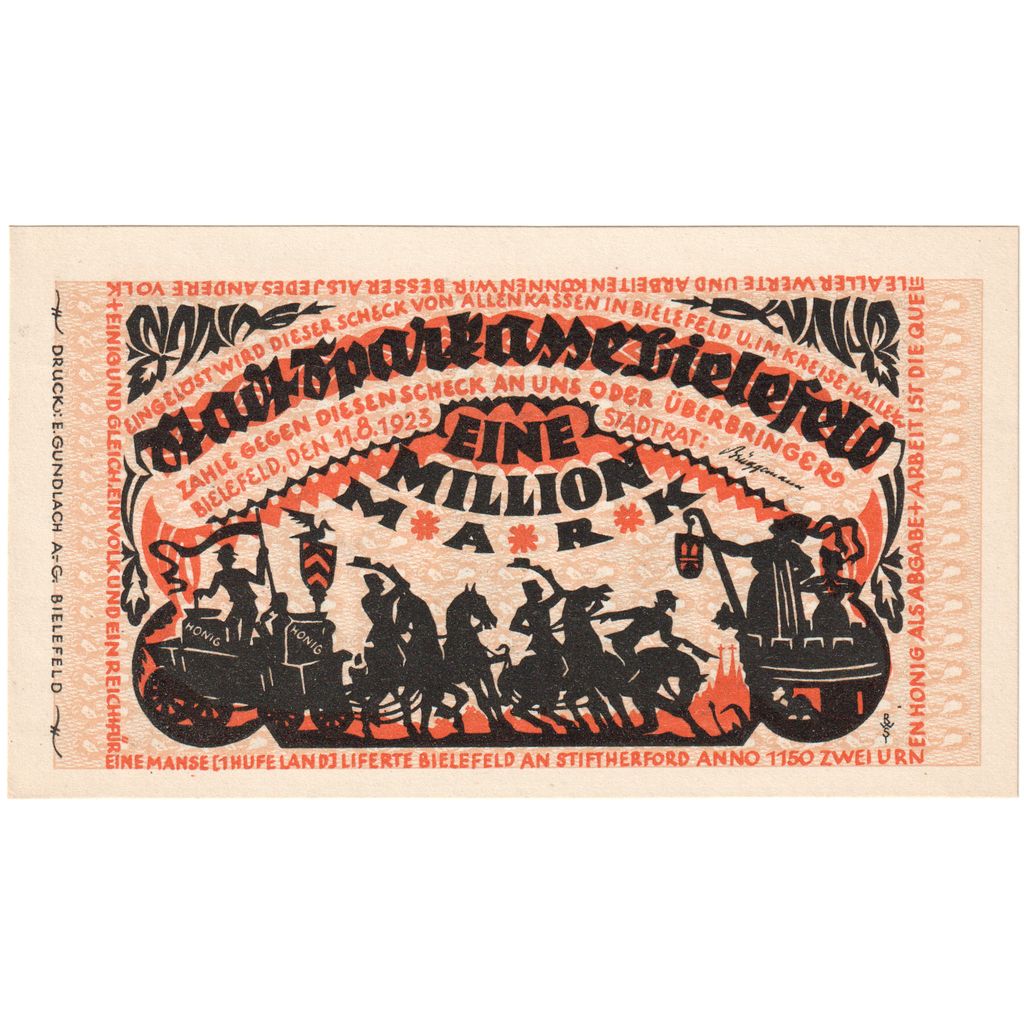 Germany, Bielefeld, 1 Million Mark, 1923-08-01, UNC(63)